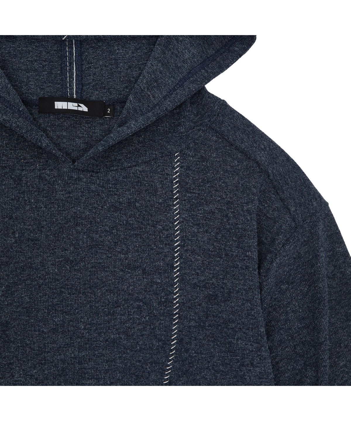 메아(MEA) BRUSHED STITCH KNIT HOODIE  [NAVY]