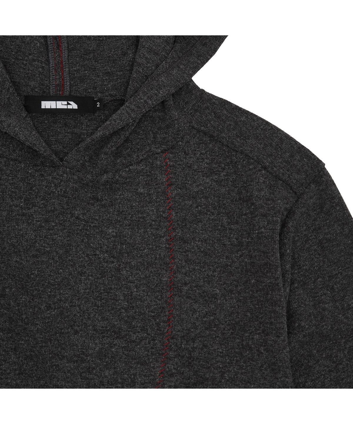 메아(MEA) BRUSHED STITCH KNIT HOODIE  [CHARCOAL]