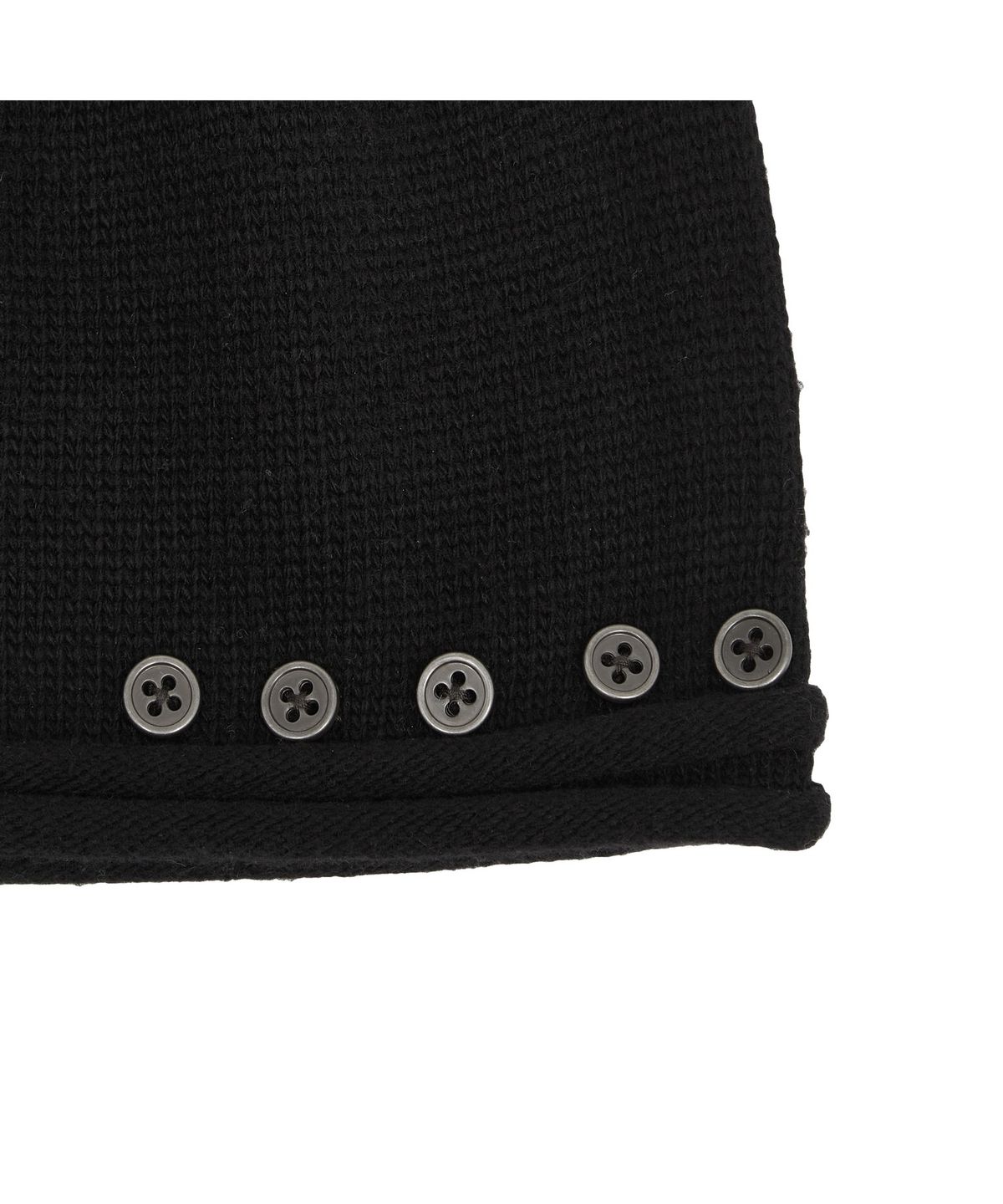 메아(MEA) WOOL LAYERED BUTTON BEANIE [BLACK]