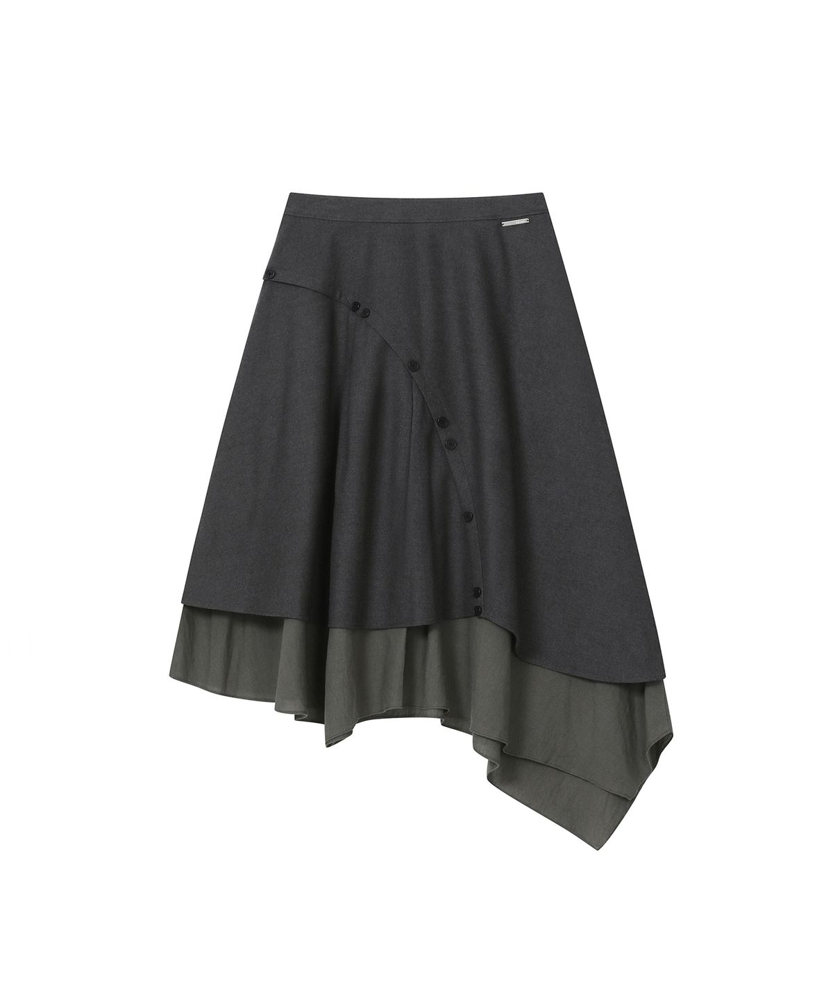 미세키서울(MISEKI SEOUL) Asymmetric line draped skirt CHARCOAL