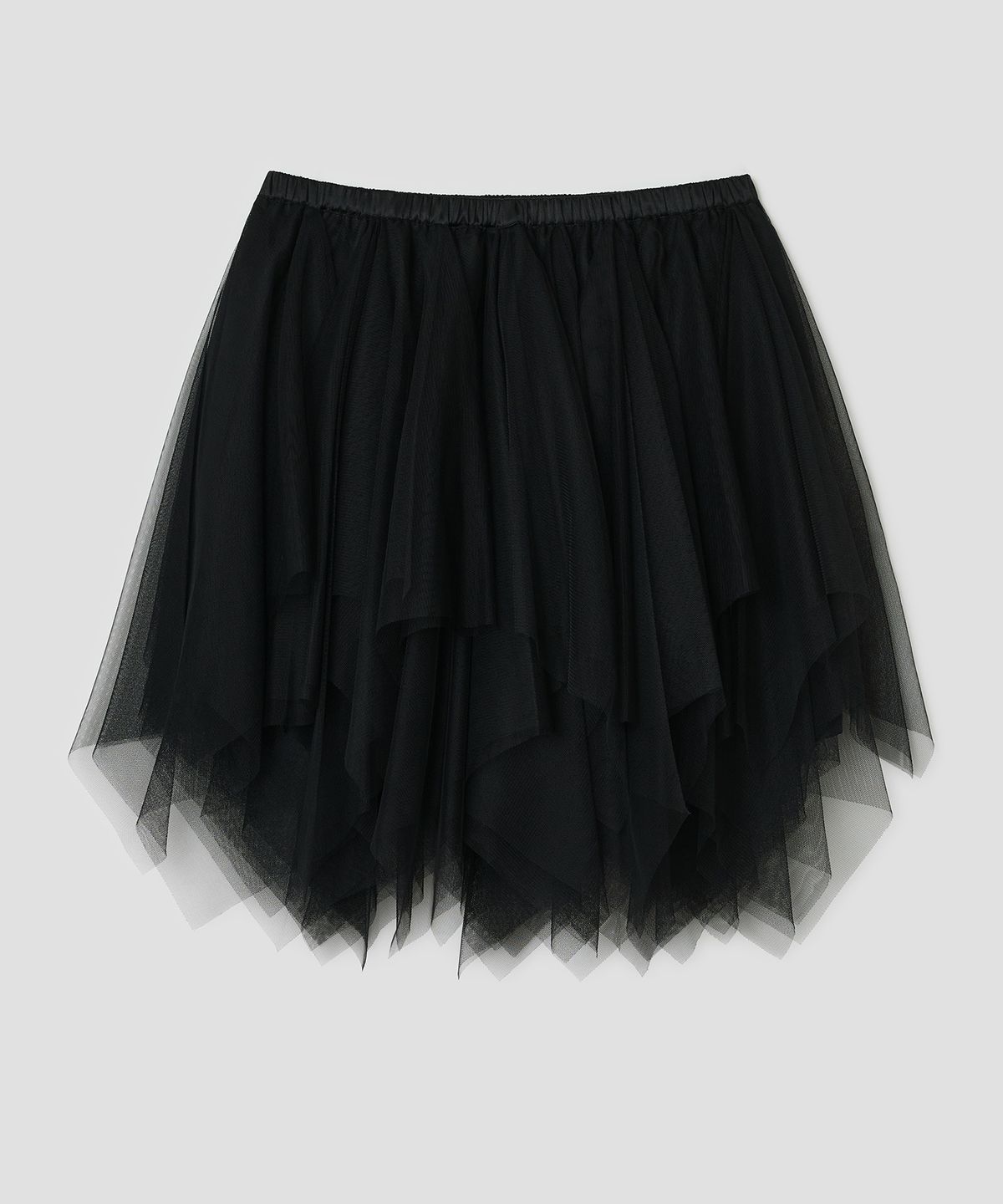 타입서비스(TYPESERVICE) Asymmetric Mesh Skirt [Black]