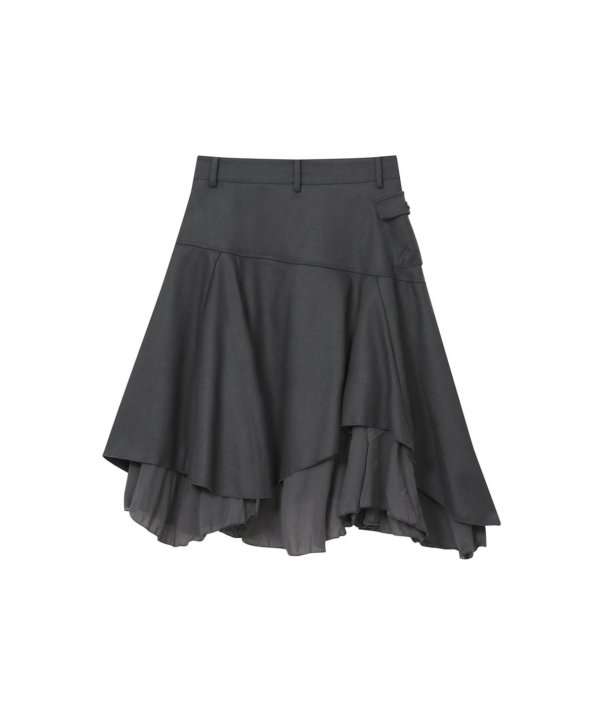 미세키서울(MISEKI SEOUL) Layered yoke flare midi skirt CHARCOAL