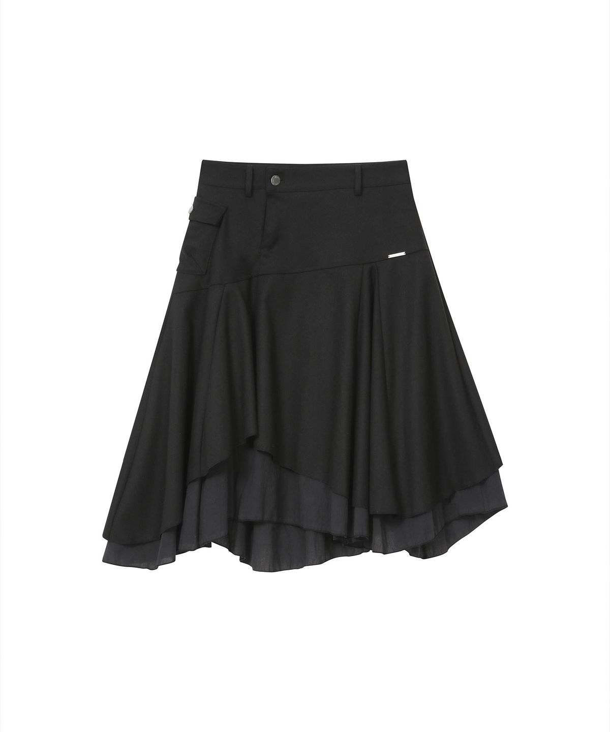 미세키서울(MISEKI SEOUL) Layered yoke flare midi skirt BLACK