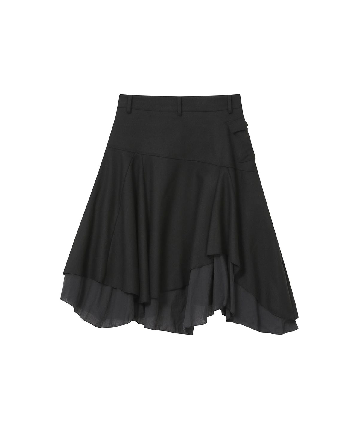 미세키서울(MISEKI SEOUL) Layered yoke flare midi skirt BLACK