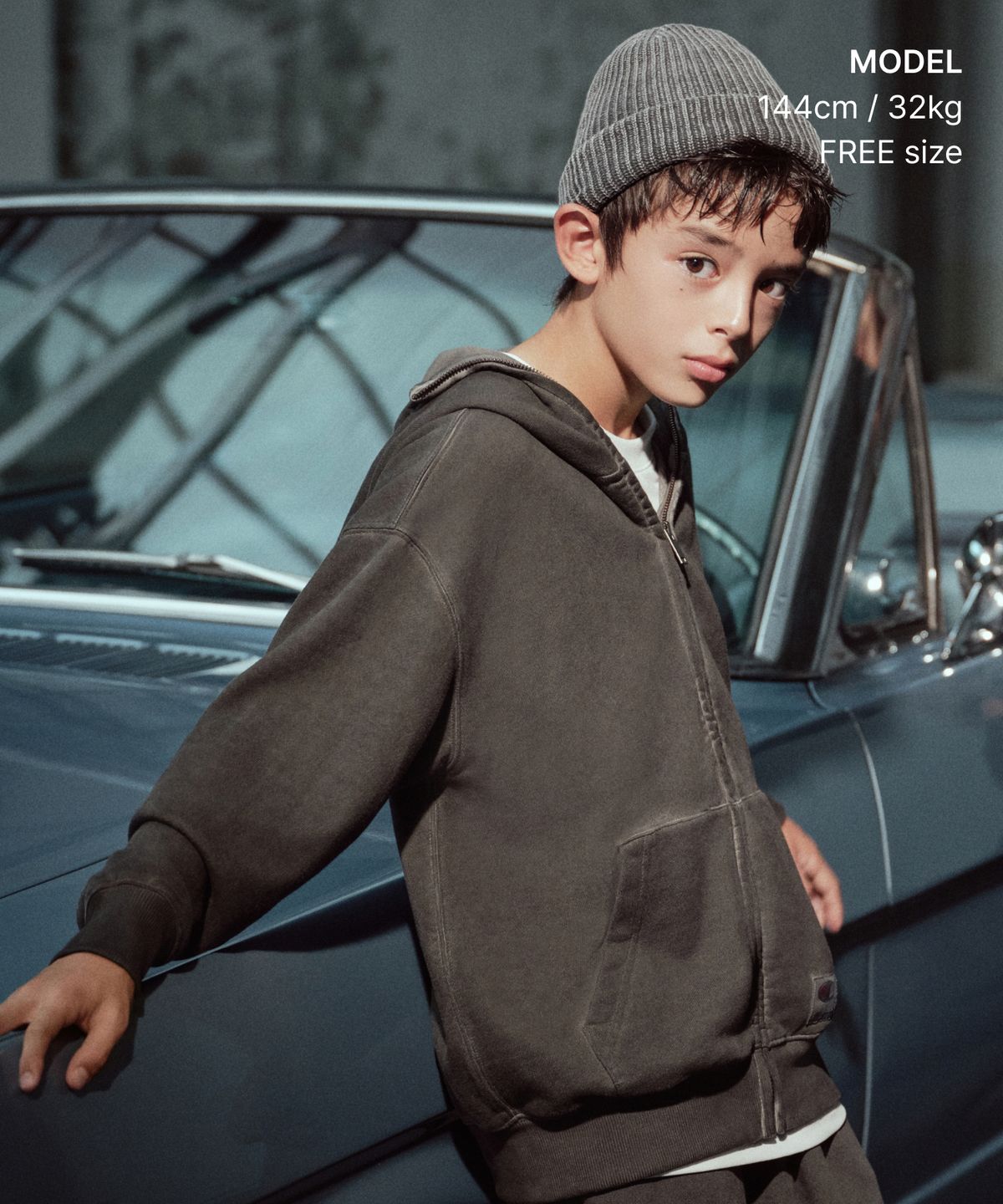 무신사 스탠다드 키즈(MUSINSA STANDARD KIDS) [챔피온 컬래버] 피그먼트 다이드 비니 [차콜 그레이]