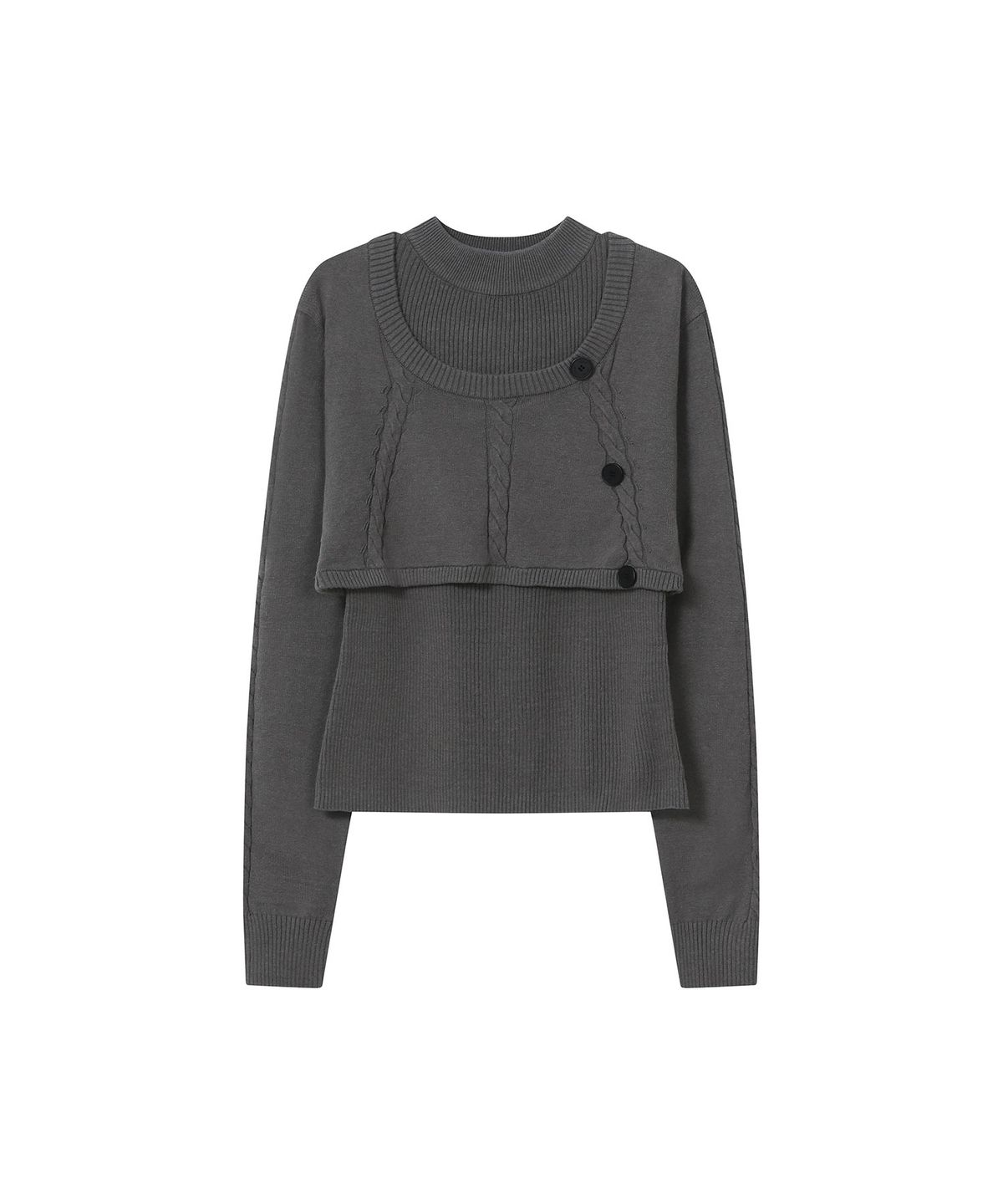 미세키서울(MISEKI SEOUL) Cable layered knit SET CHARCOAL