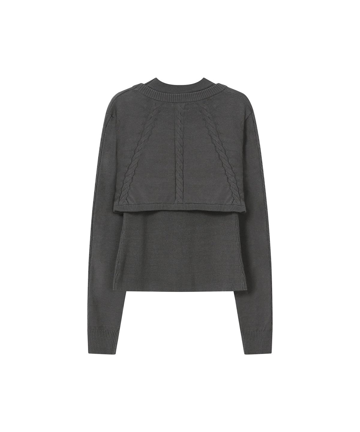 미세키서울(MISEKI SEOUL) Cable layered knit SET CHARCOAL