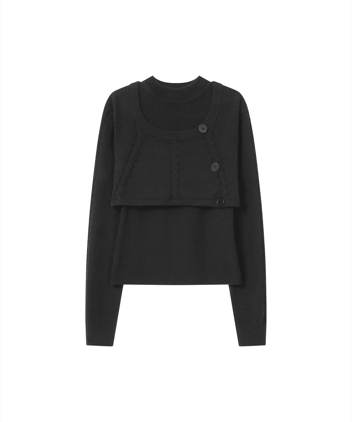 미세키서울(MISEKI SEOUL) Cable layered knit SET BLACK