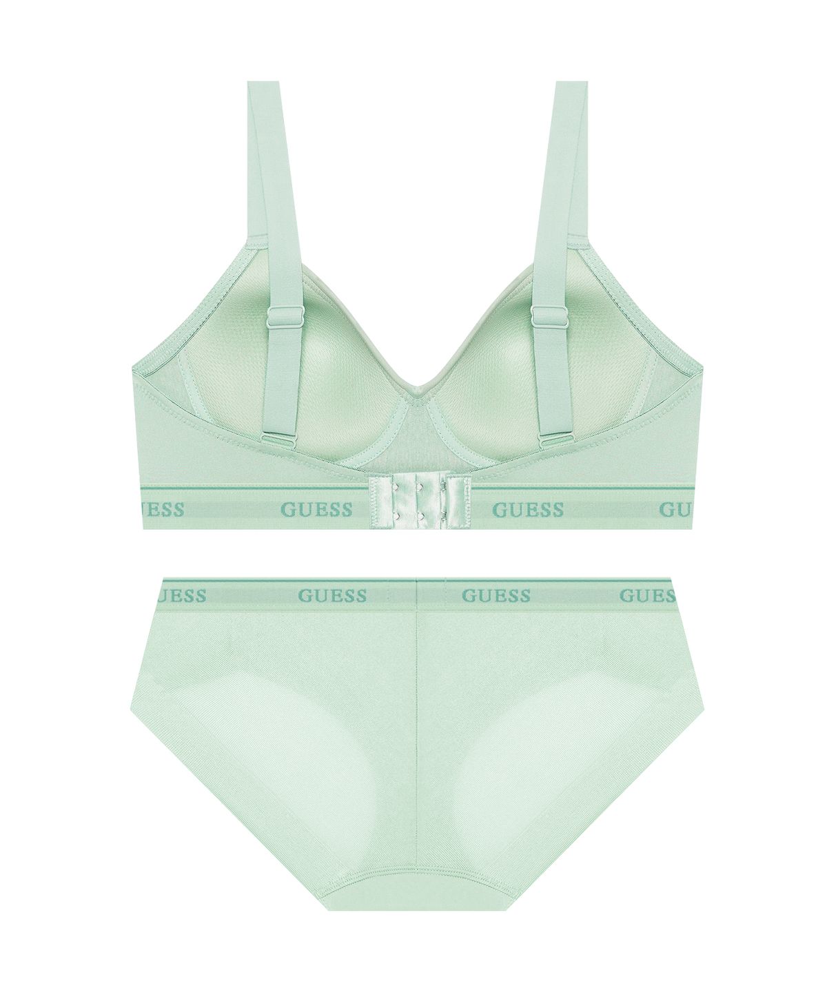 게스언더웨어(GUESS UNDERWEAR) 에어로쿨 이지푸시 노와이어 브라 팬티 세트  - 민트