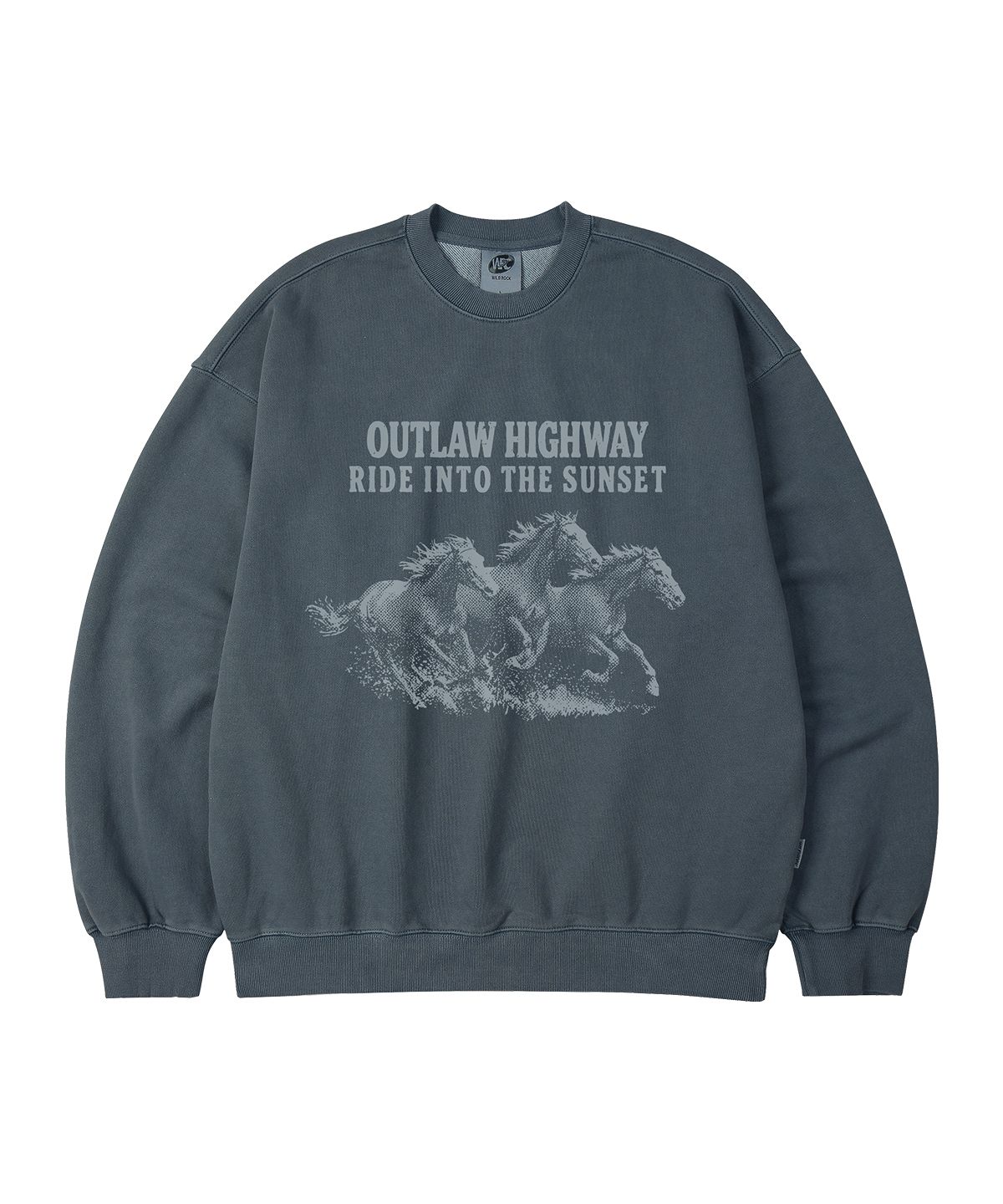 와일드락(WILDROCK) Outlaw Highway 피그먼트 오버핏 맨투맨_5 COL