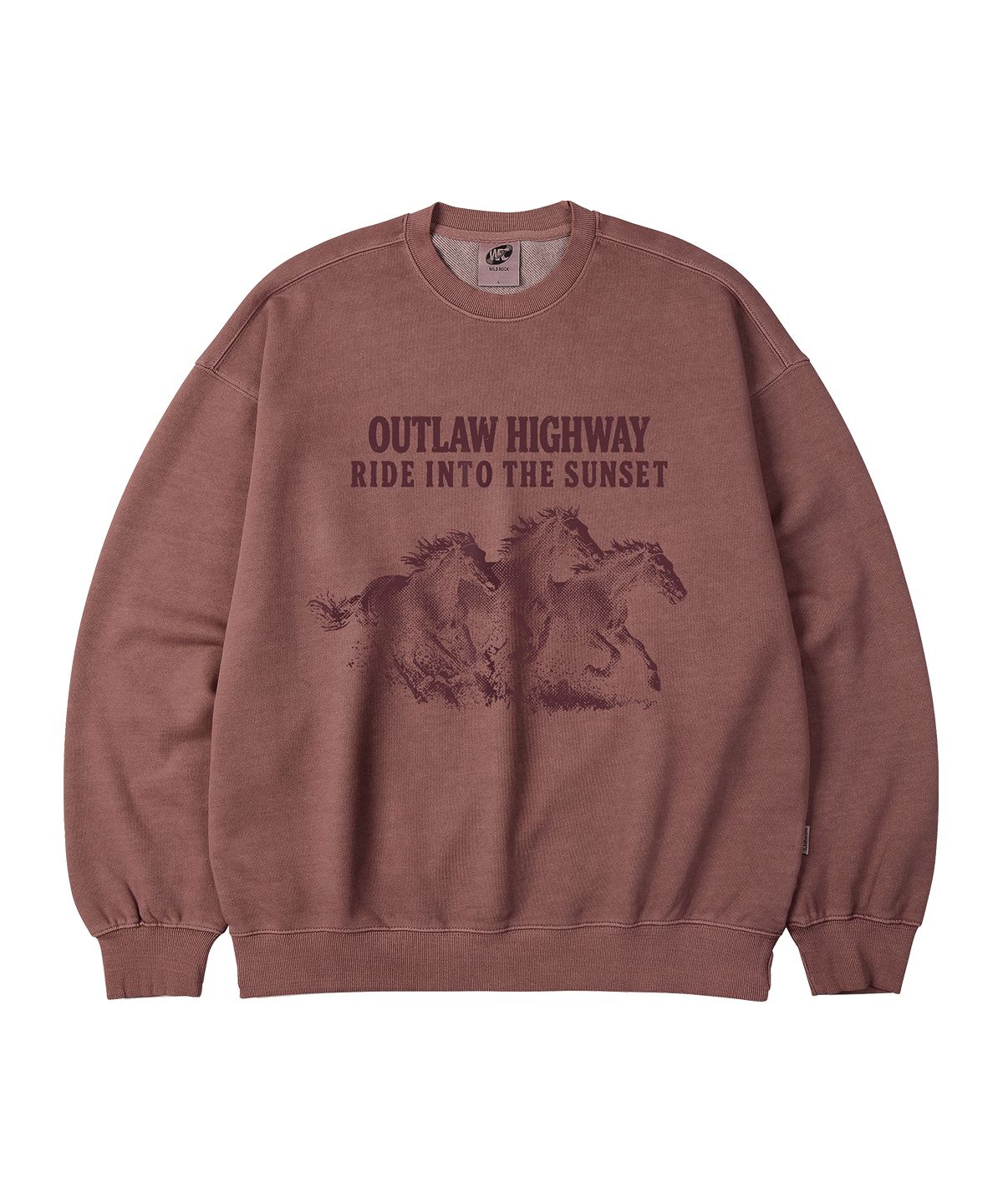와일드락(WILDROCK) Outlaw Highway 피그먼트 오버핏 맨투맨_5 COL