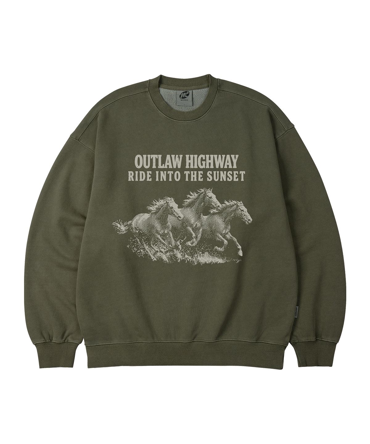 와일드락(WILDROCK) Outlaw Highway 피그먼트 오버핏 맨투맨_5 COL