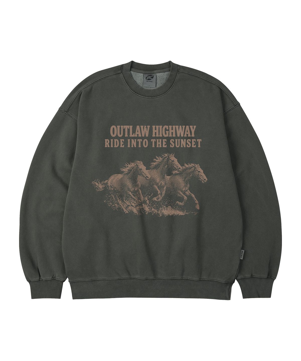와일드락(WILDROCK) Outlaw Highway 피그먼트 오버핏 맨투맨_5 COL