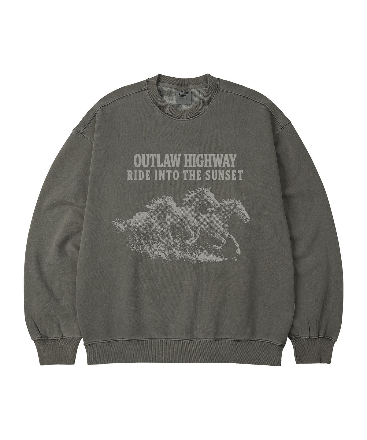 와일드락(WILDROCK) Outlaw Highway 피그먼트 오버핏 맨투맨_5 COL