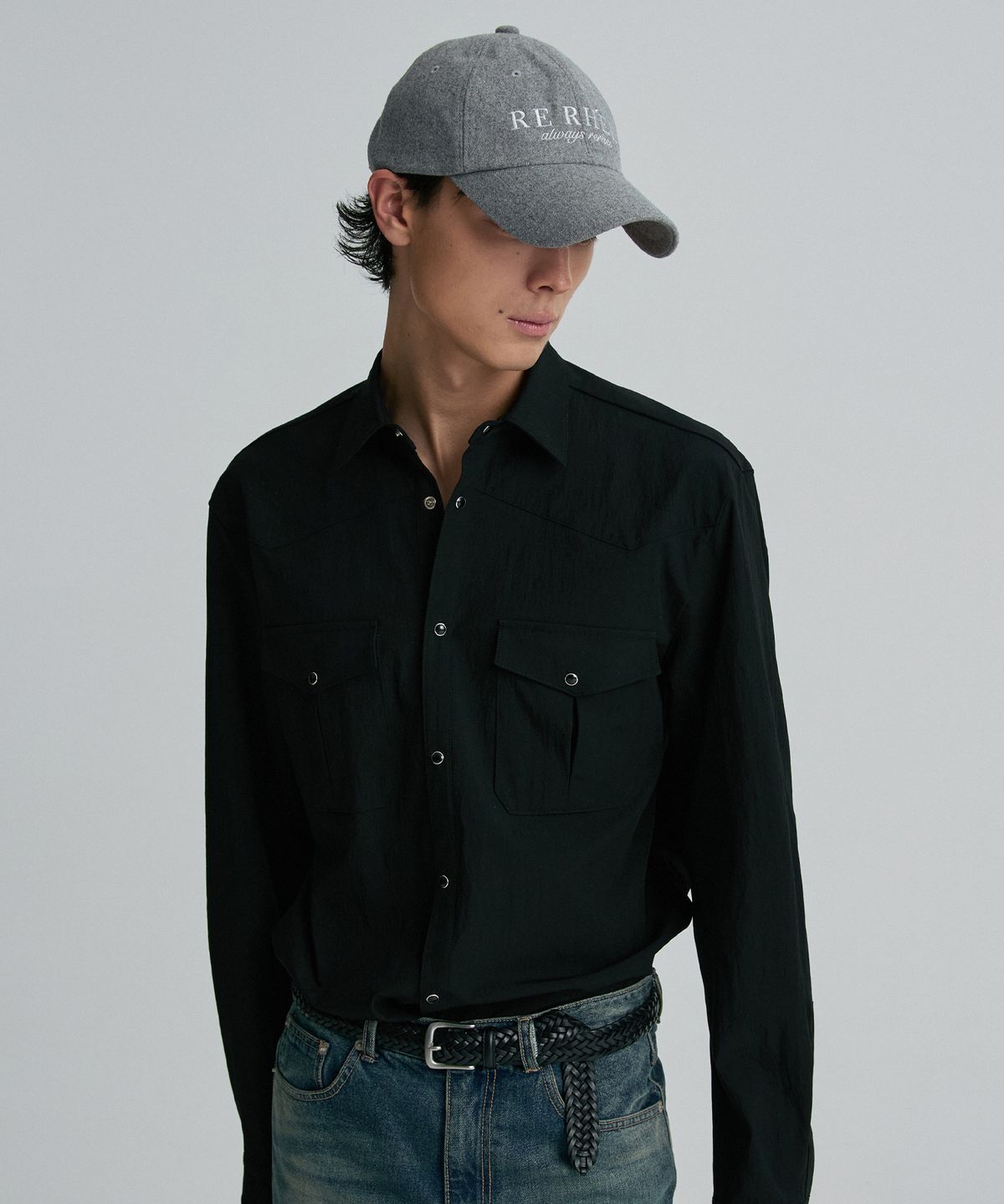 리이 맨(RERHEE MEN) WOOL BALL CAP MELANGE GRAY