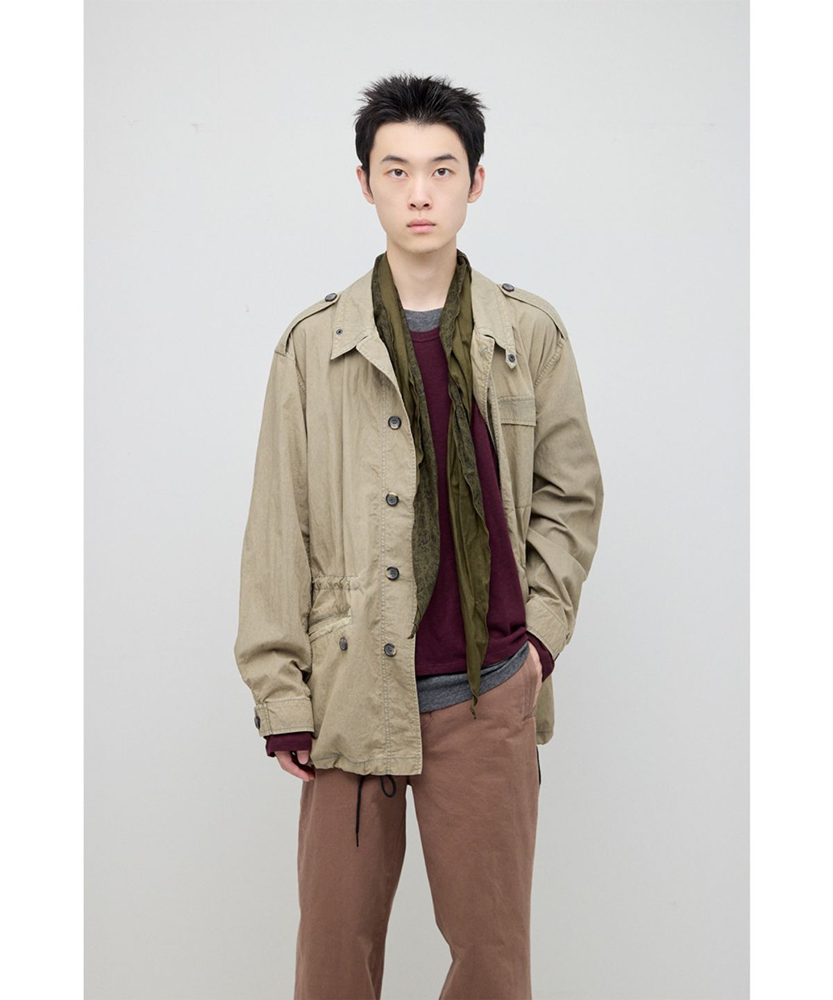해칭룸(HATCHINGROOM) Parachute Jacket Bleached Olive