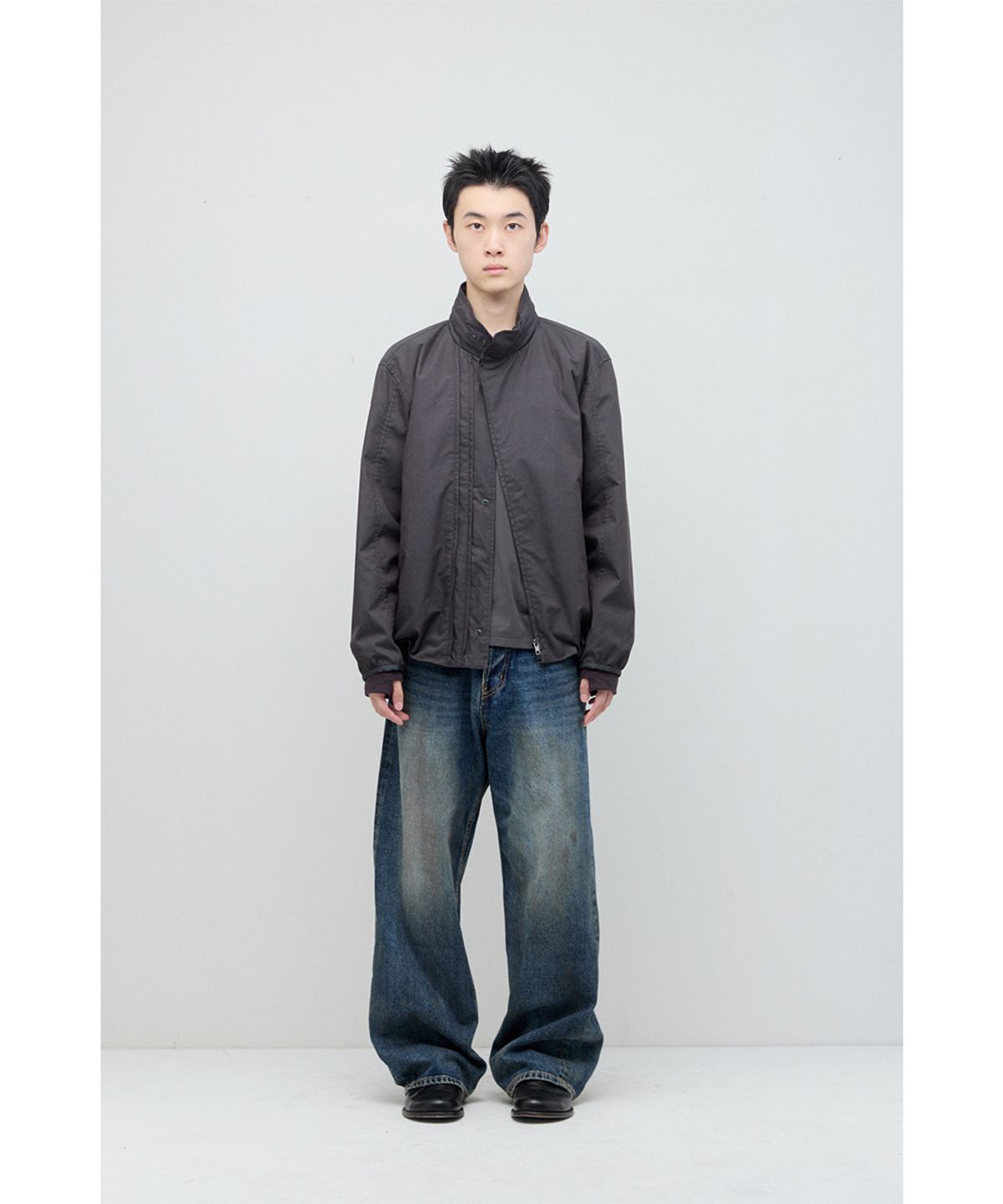 해칭룸(HATCHINGROOM) Diagonal Zip Jacket V2 Charcoal