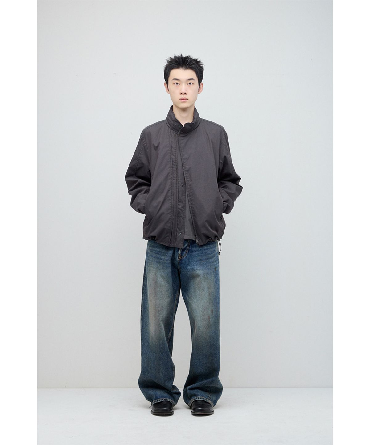 해칭룸(HATCHINGROOM) Diagonal Zip Jacket V2 Charcoal