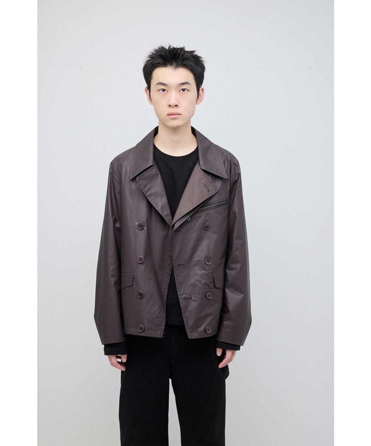 해칭룸(HATCHINGROOM) Short Double Jacket Burgundy