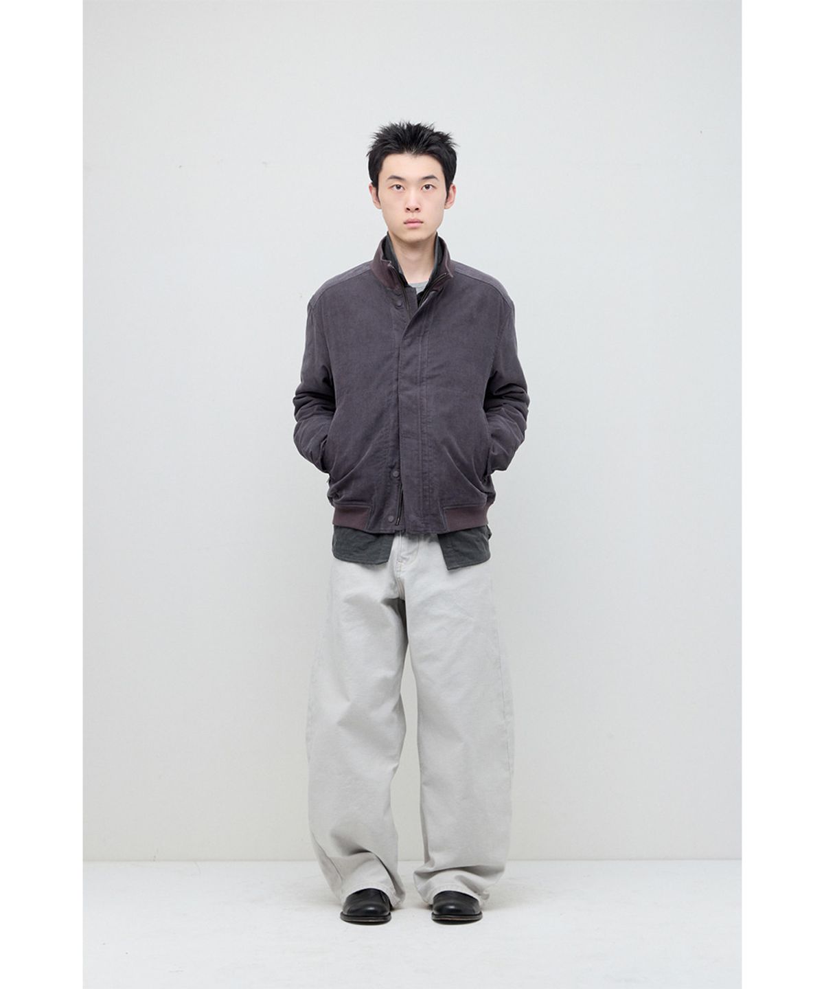 해칭룸(HATCHINGROOM) Tanker Jacket Corduroy Purple Grey