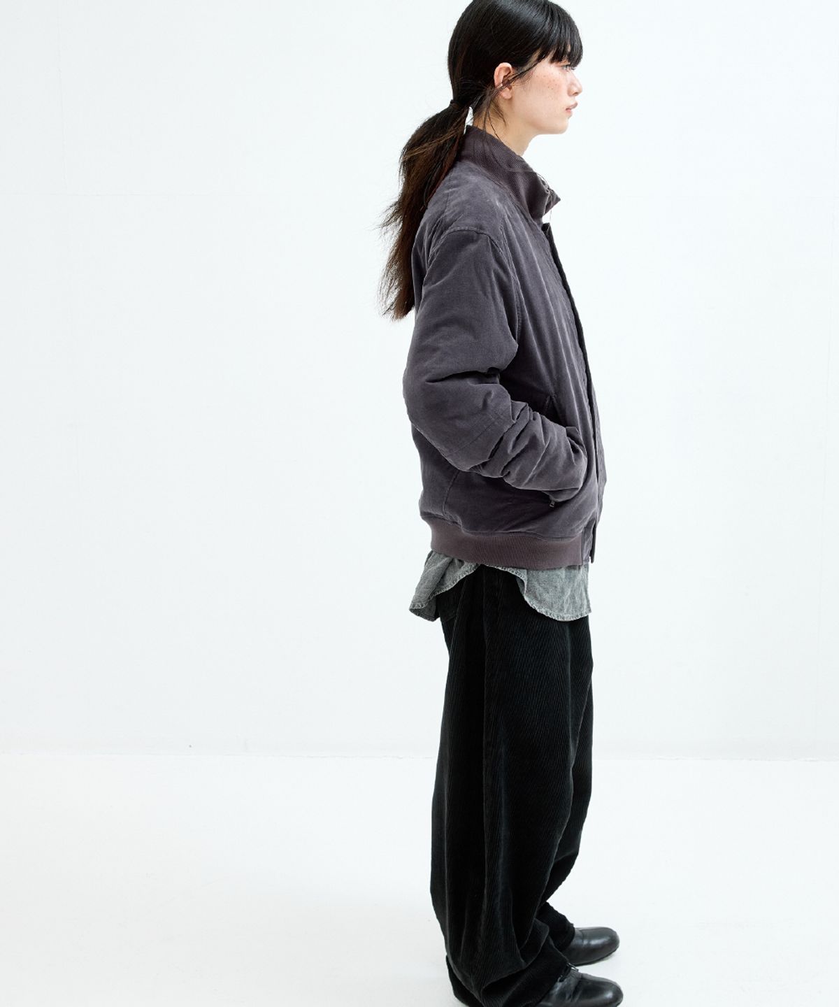 해칭룸(HATCHINGROOM) Tanker Jacket Corduroy Purple Grey