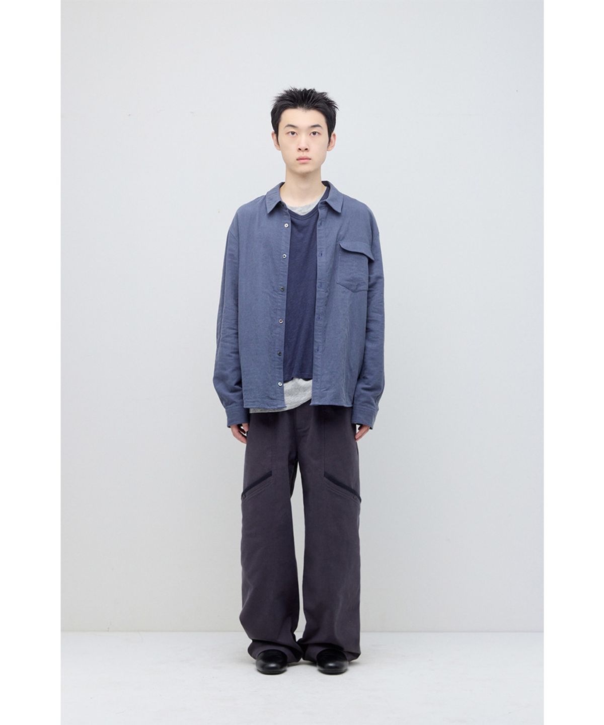 해칭룸(HATCHINGROOM) Curved Shirt Dyed Blue