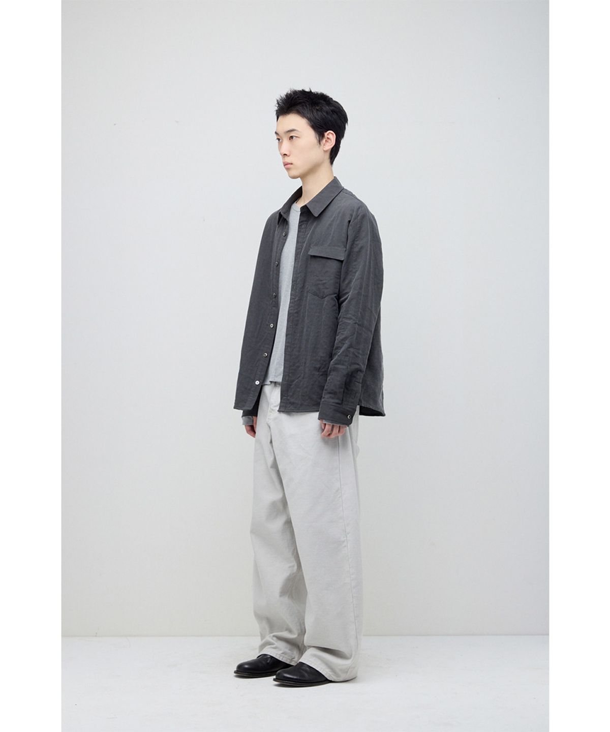 해칭룸(HATCHINGROOM) Curved Shirt Dyed Charcoal