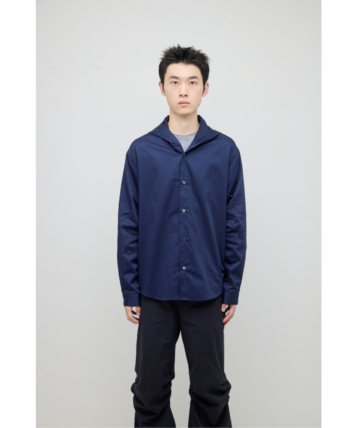 해칭룸(HATCHINGROOM) Hooded Shirt Dark Blue