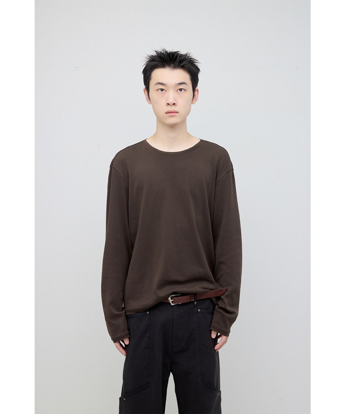 해칭룸(HATCHINGROOM) Rolling Tee Rib Deep Brown