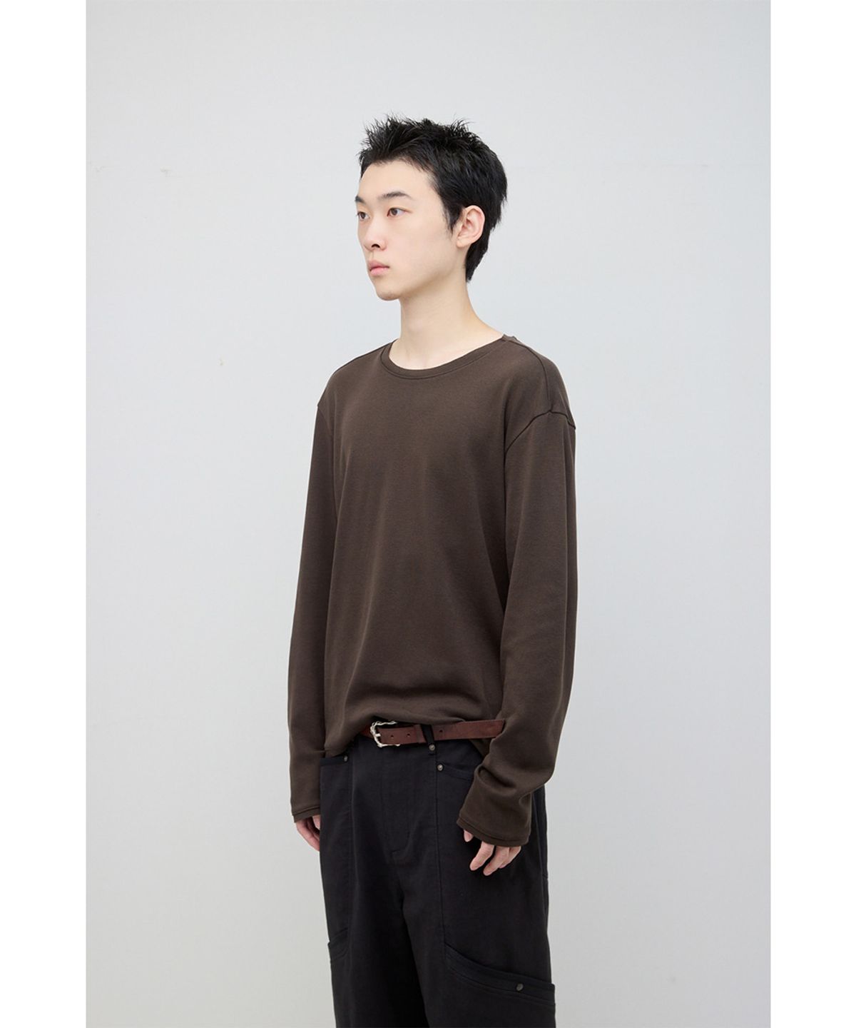해칭룸(HATCHINGROOM) Rolling Tee Rib Deep Brown