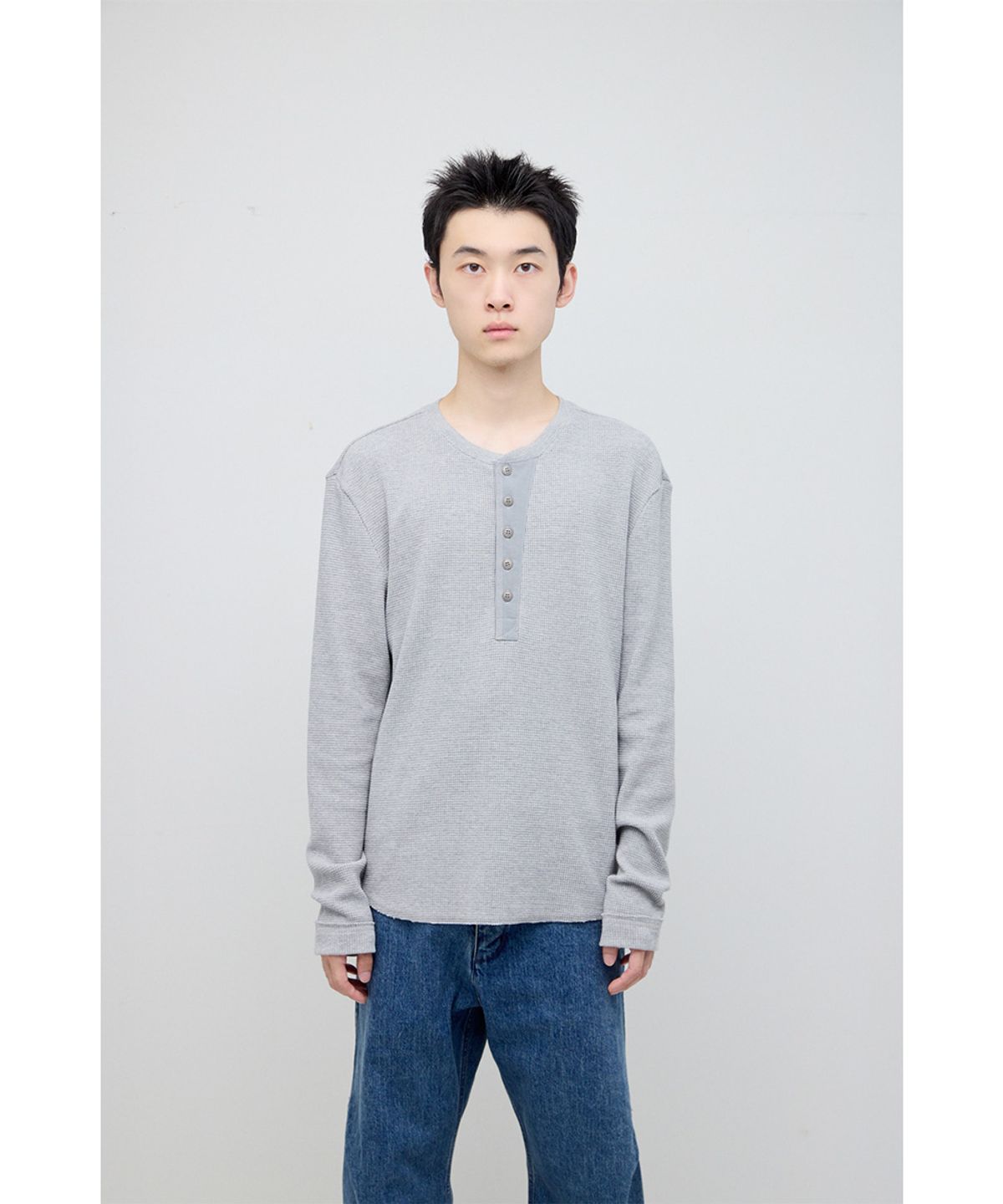 해칭룸(HATCHINGROOM) Thermal Henley Tee M.Grey
