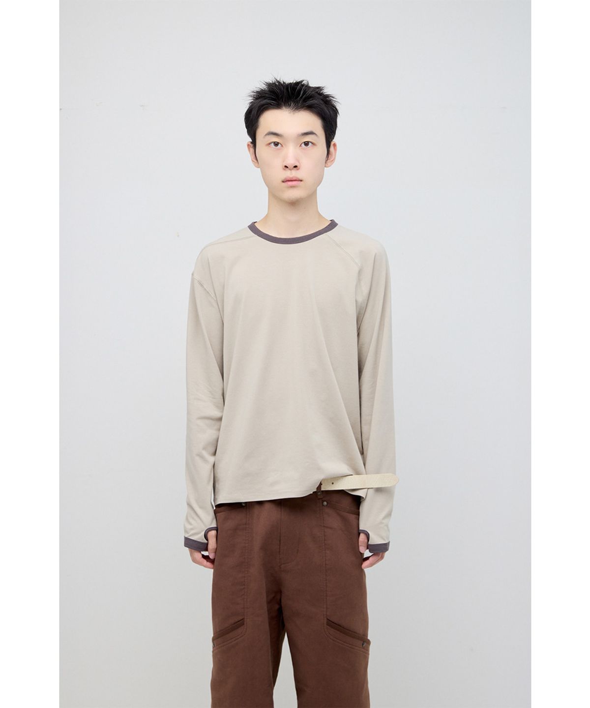 해칭룸(HATCHINGROOM) Silket Ringer Tee Greige