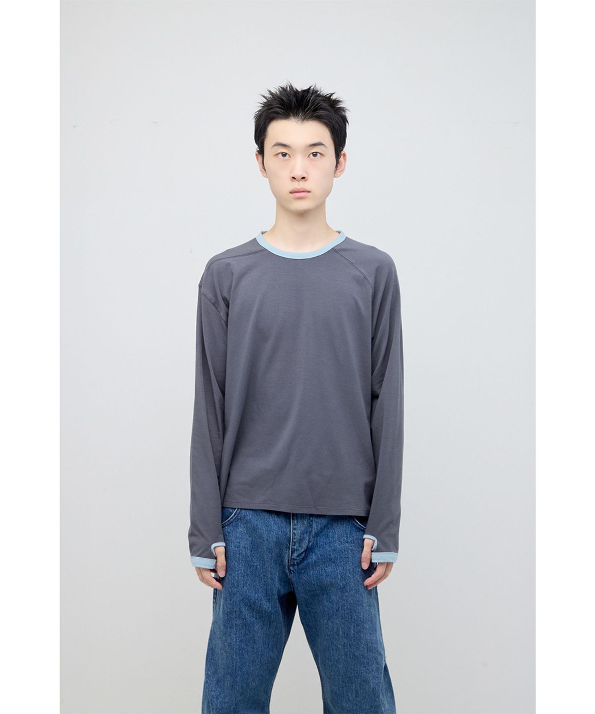 해칭룸(HATCHINGROOM) Silket Ringer Tee Graphite