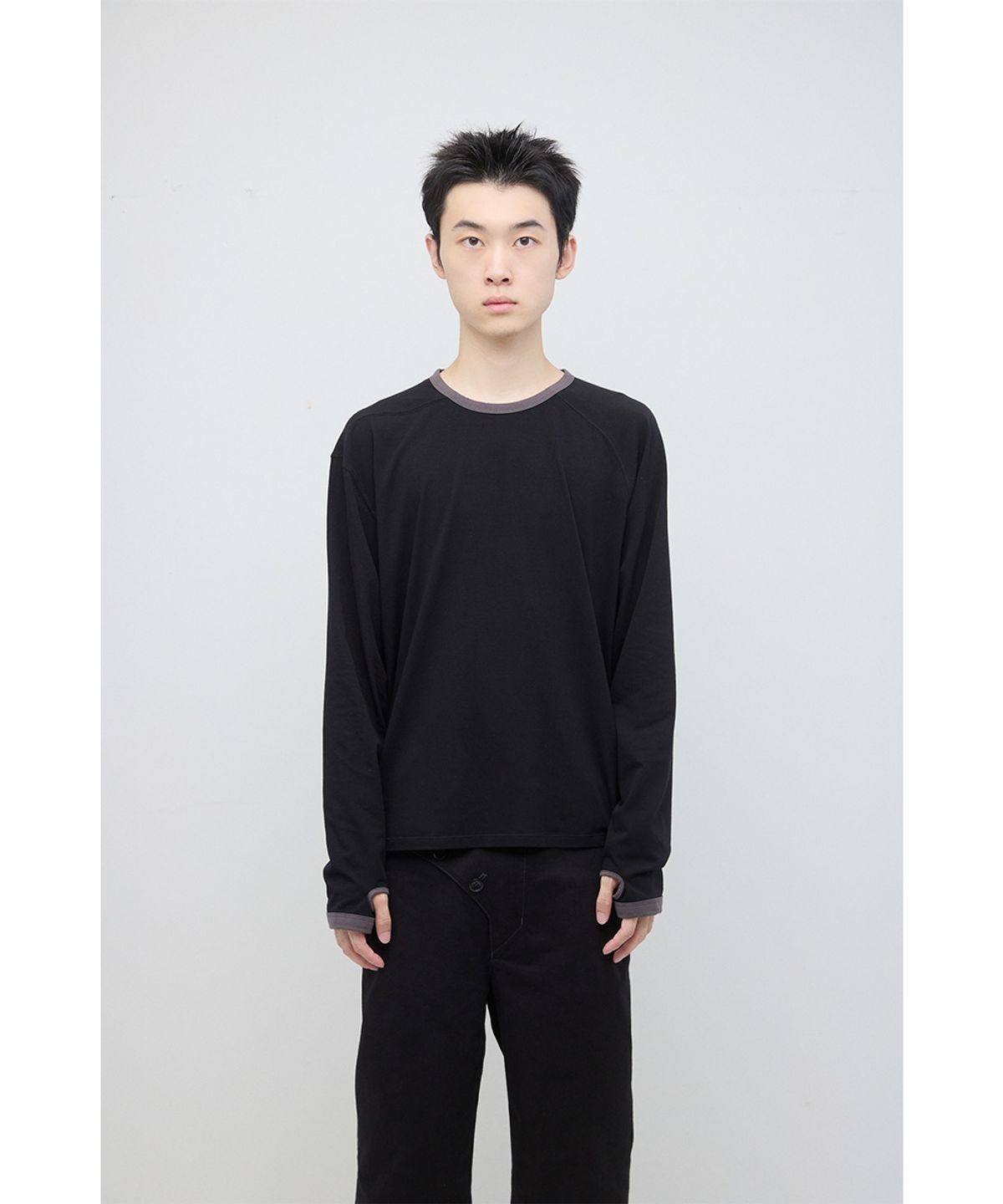 해칭룸(HATCHINGROOM) Silket Ringer Tee Black