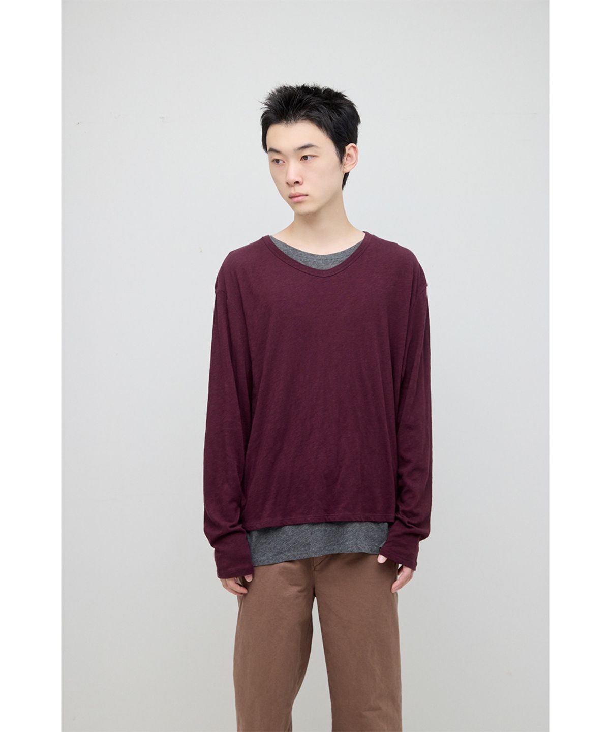 해칭룸(HATCHINGROOM) UV Layered Tee Burgundy