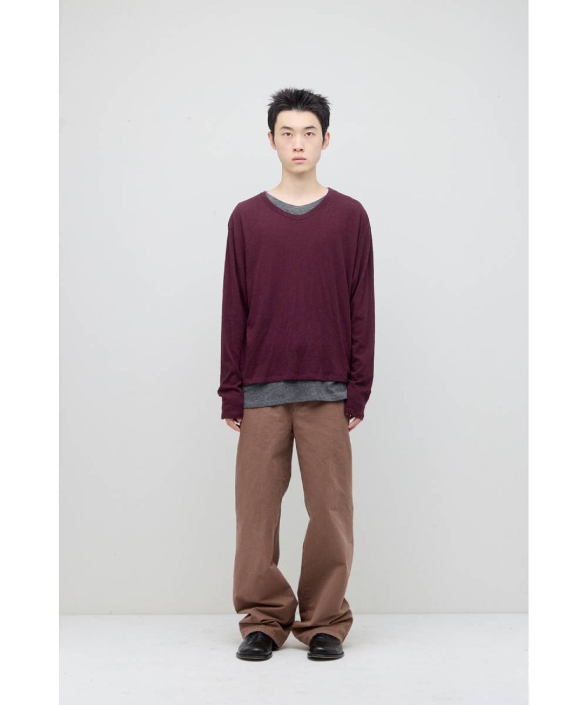 해칭룸(HATCHINGROOM) Flap Trousers Rose Brown