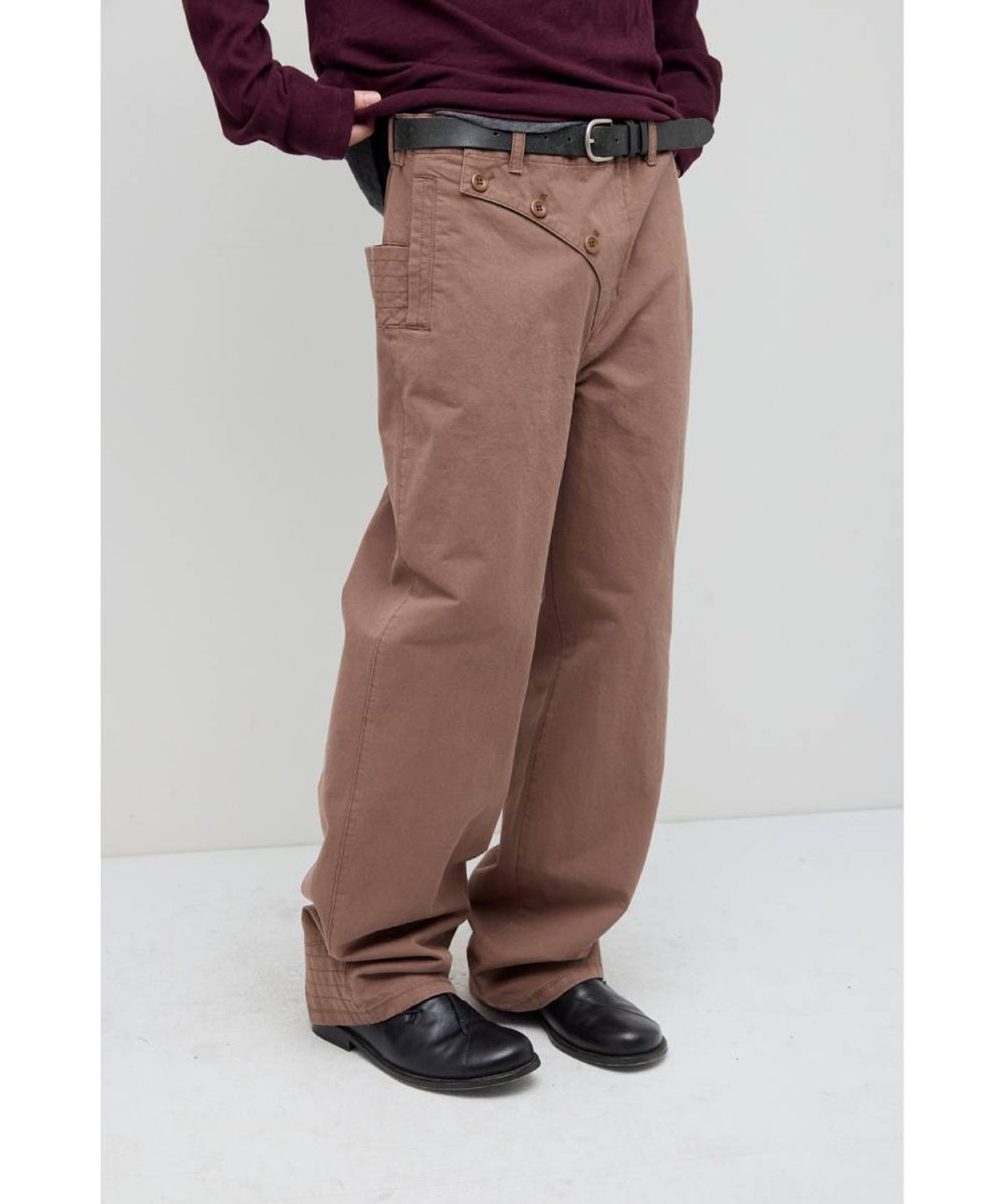 해칭룸(HATCHINGROOM) Flap Trousers Rose Brown