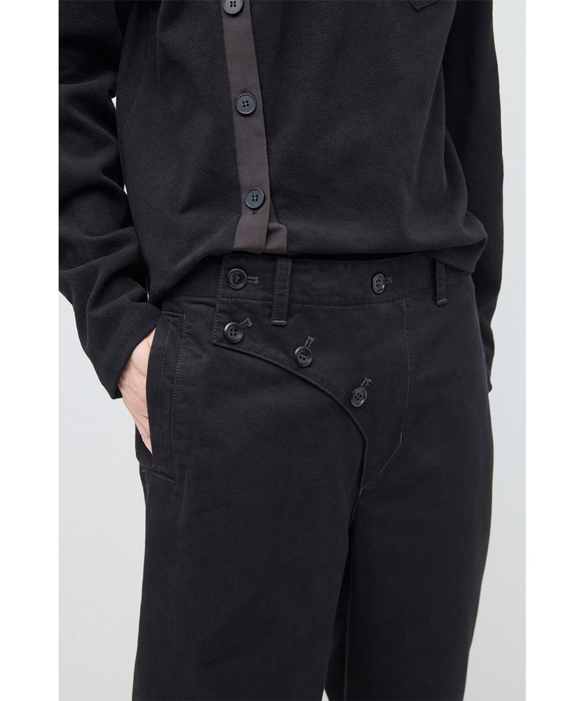 해칭룸(HATCHINGROOM) Flap Trousers Black