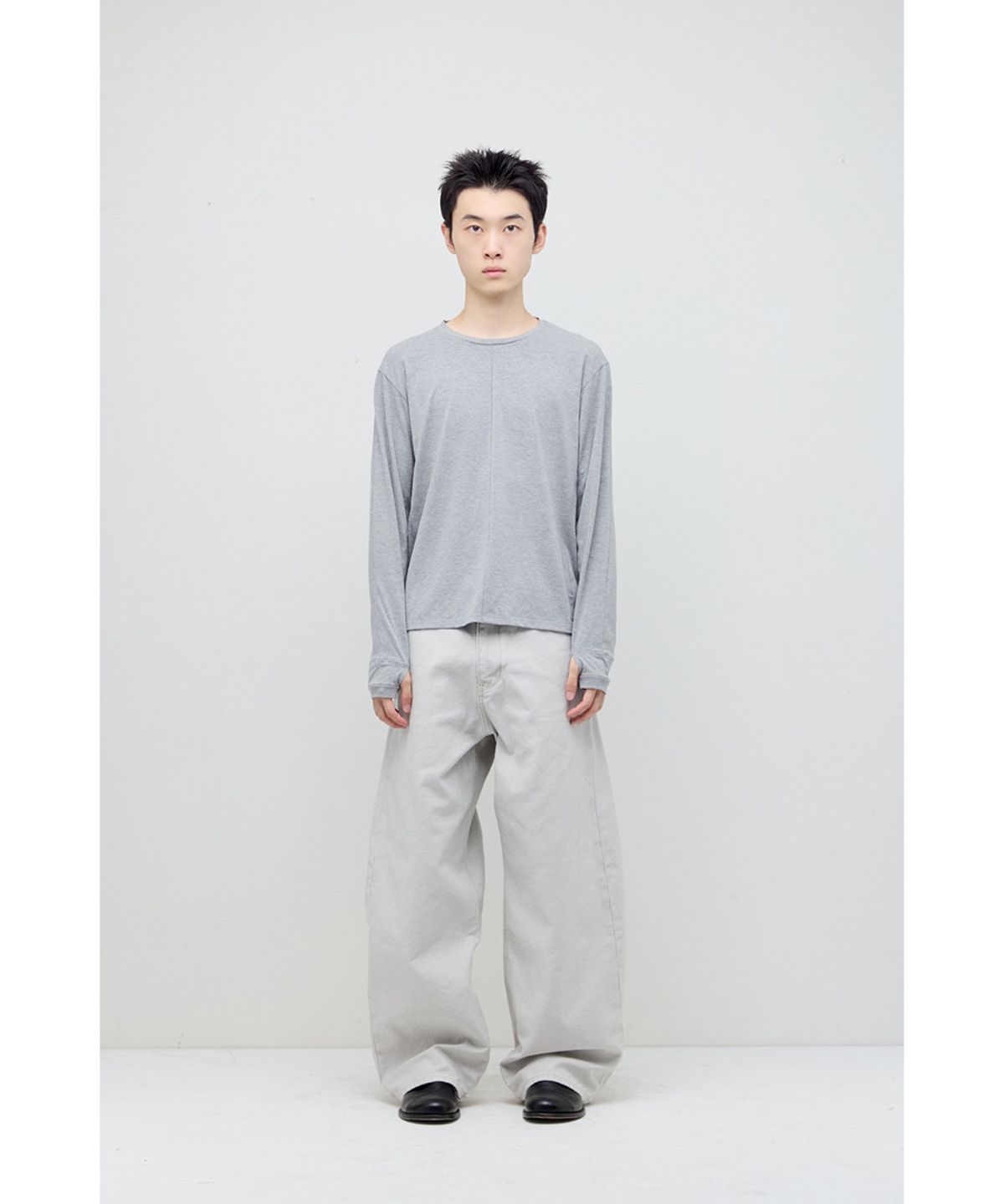 해칭룸(HATCHINGROOM) Wide Curve Jeans Light Grey