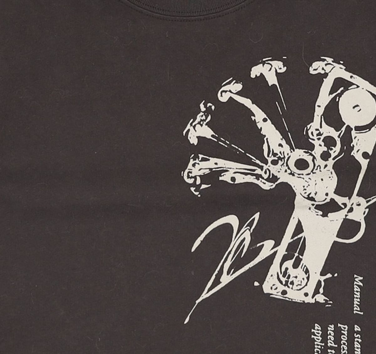 노매뉴얼(NOMANUAL) GEAR MANUAL GRAPHIC T-SHIRT - WASHED BLACK S