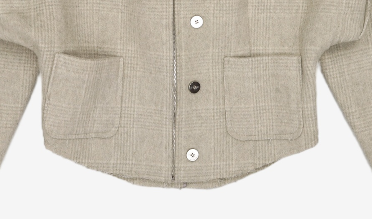 제이청(J.CHUNG) Roxy Square Neck Short Jacket_Light Gray Check ONE