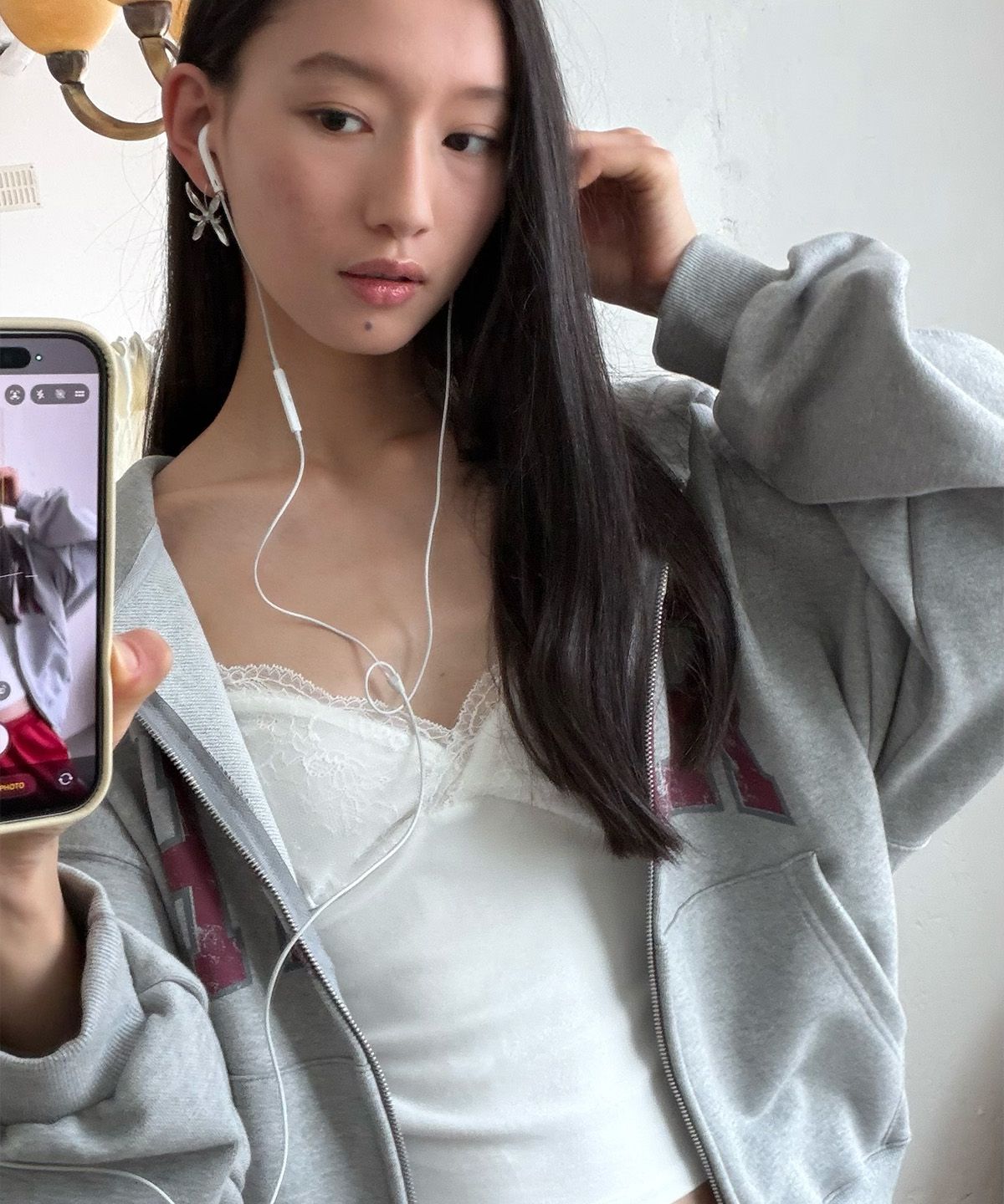 히어리(HEEARI) HER 오버사이즈 후드집업_그레이
