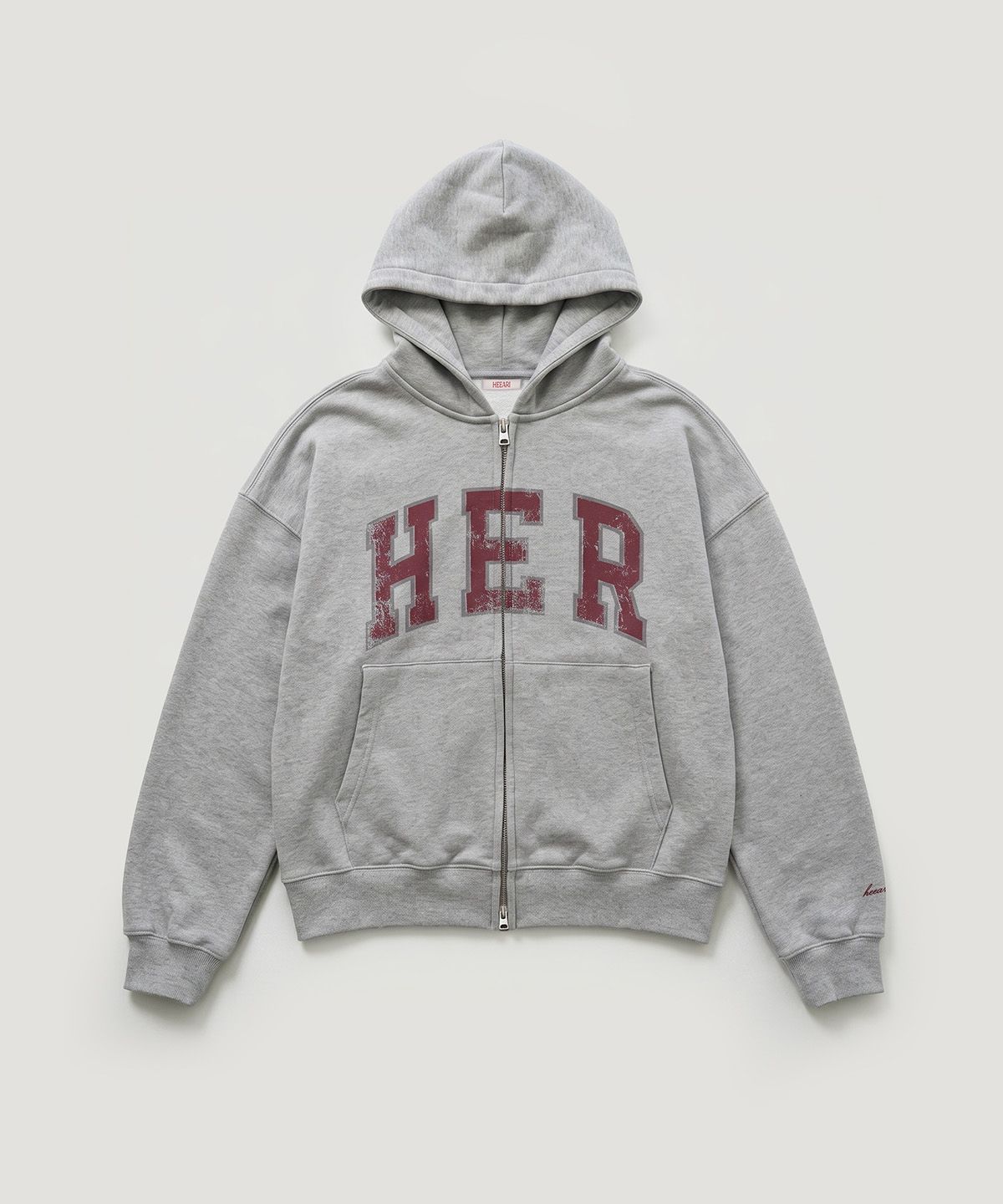 히어리(HEEARI) HER 오버사이즈 후드집업_그레이
