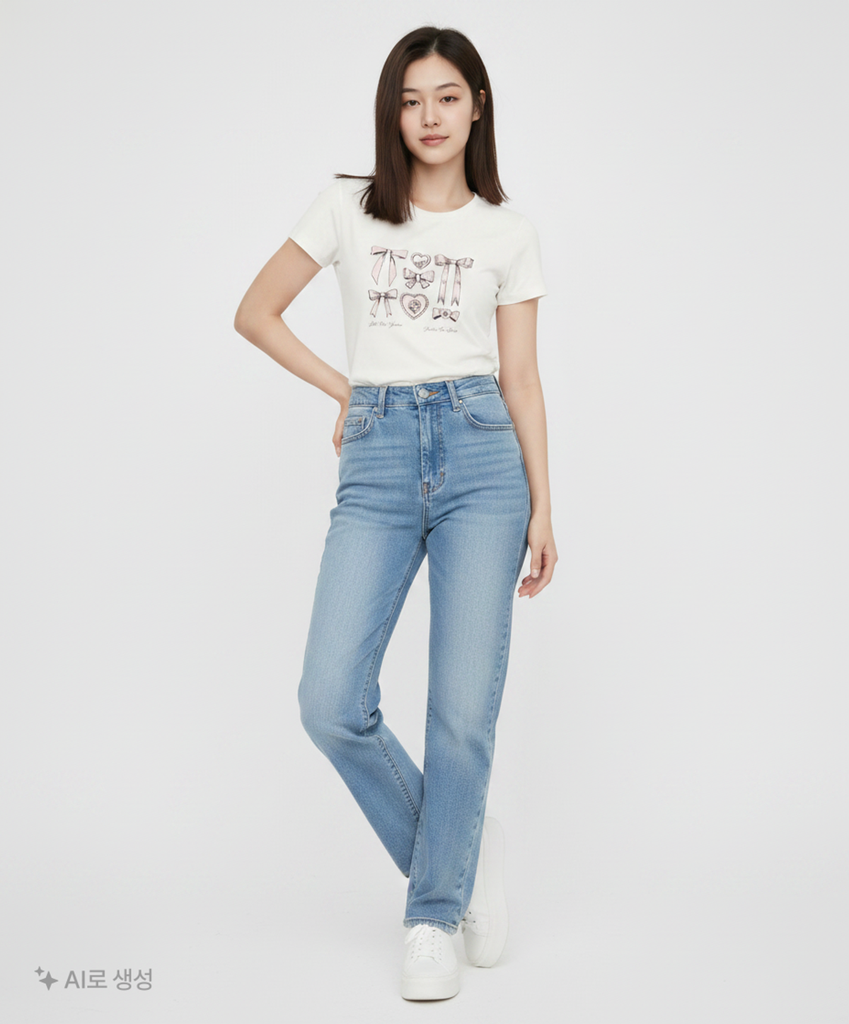유희(YOUHEE) RIBBON GRAPHIC CROP T-SHIRTS WHITE FREE