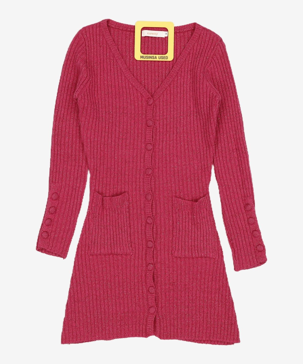 큐리티(CURETTY) C BUTTON POINT METALLIC KNIT DRESS_PINK M