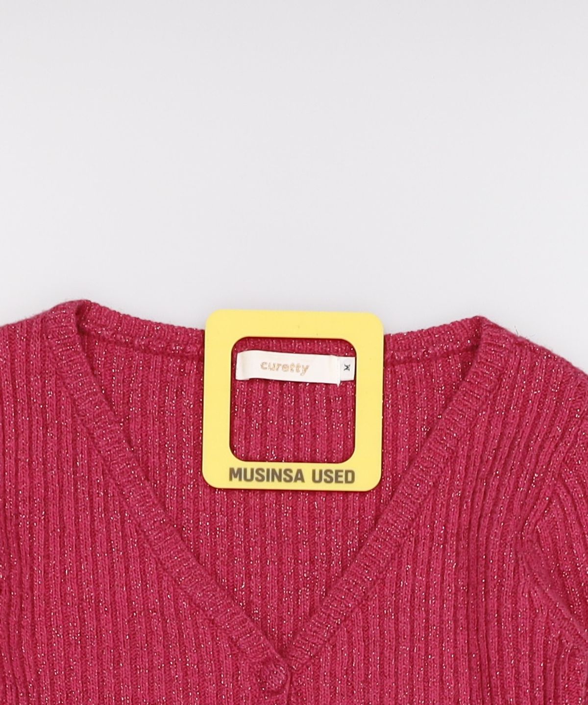 큐리티(CURETTY) C BUTTON POINT METALLIC KNIT DRESS_PINK M