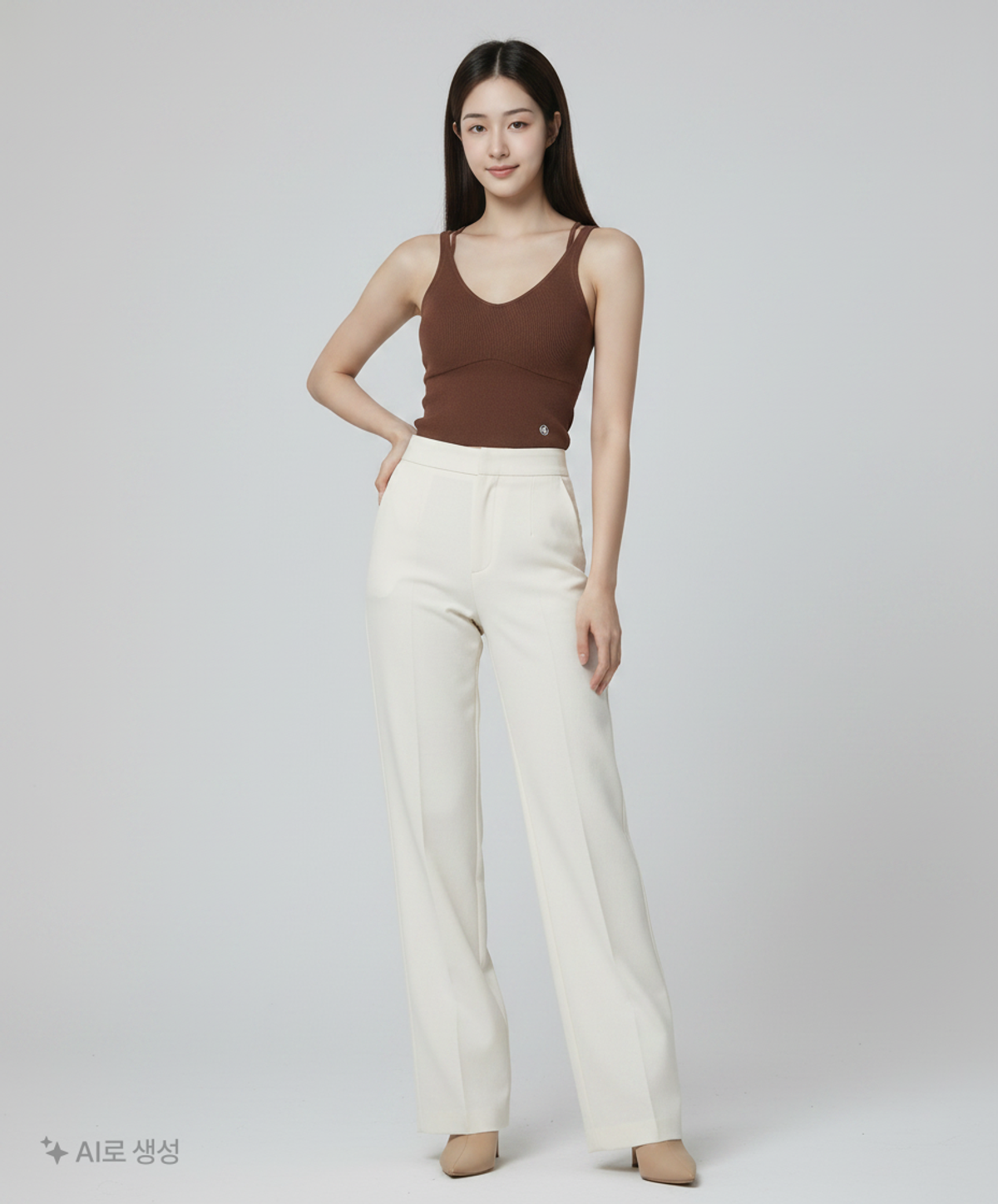 우알롱(WOOALONG) Layered sleeveless - BROWN S