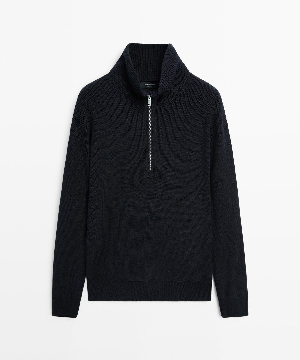 마시모두띠(MASSIMO DUTTI) 100% 코튼 모크넥 니트 스웨터