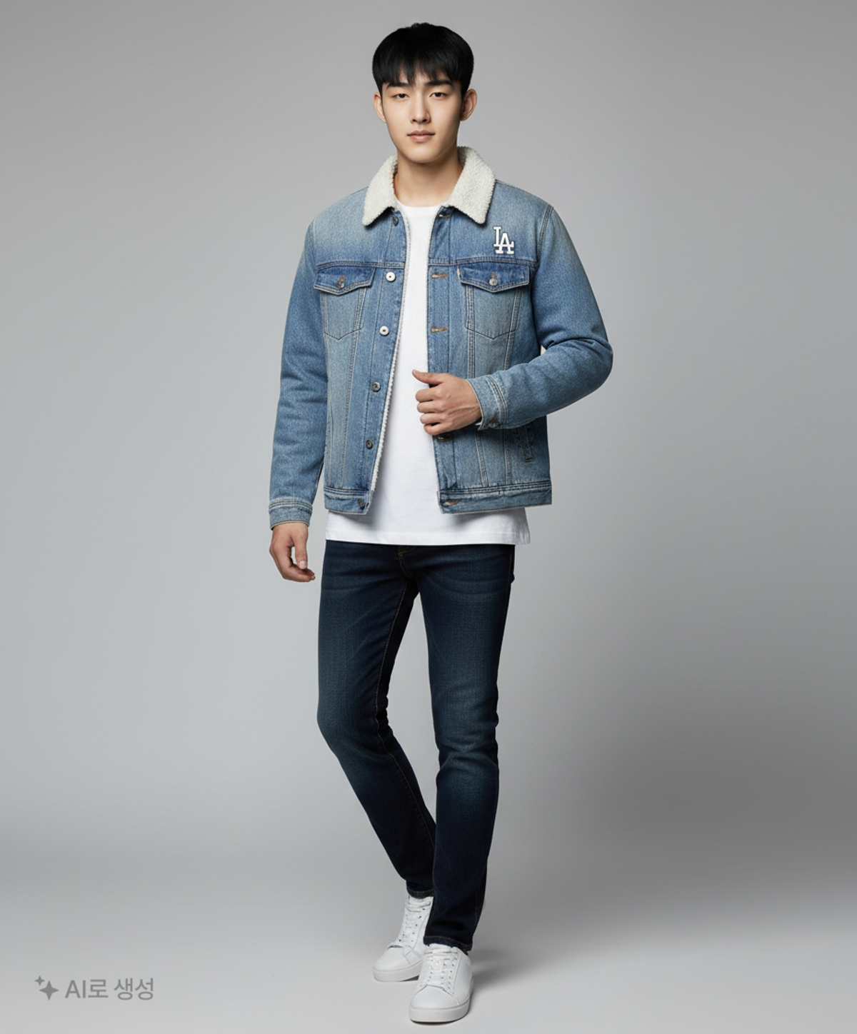 엠엘비(MLB) [UNI] 빅로고 쉐르파 데님자켓 LA (BLUE) M