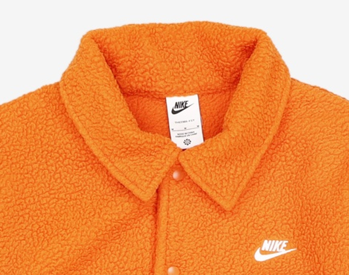 나이키(NIKE) 스포츠웨어 클럽 하이파일 플리스 코치 재킷 M - 캠프파이어 오렌지:화이트 / HV1430-893 M
